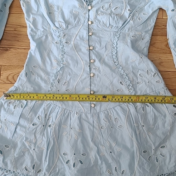 NWT RIVER ISLAND embroidery eyelet baby blue  dress US 6 - Picture 10 of 16